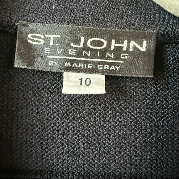 St.John Black Santana Knit Beaded Suit Set Including Longline Blazer and Pants - Picture 9 of 16